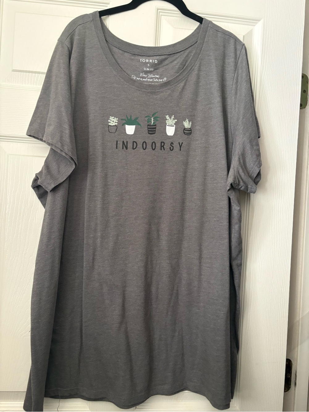 Torrid slim fit gray Tee - “Indoorsy”  with plants SIZE 5